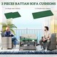 image 3 of Outsunny 3PCs Rattan Garden Seat Cushions Pads for Patio Furniture Green | Green
