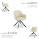 image 3 of Lounge Armchair Living Room Accent Chair 360 Swivel Slim Steel Legs Velvet Fabric  - Set of 6 Cream | Cream/Black