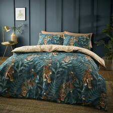 Catherine Lansfield Tropic Tiger Green Duvet Cover Set Green | Double
