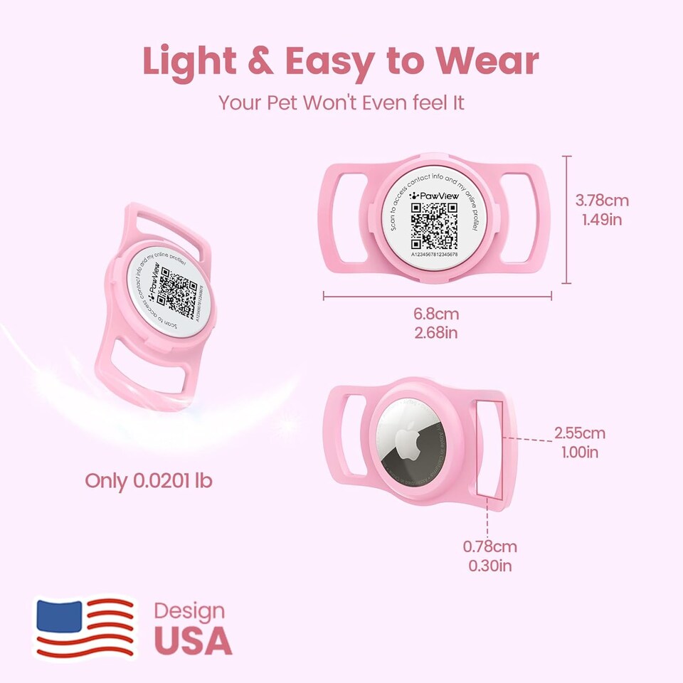 image 1 of AirTag Dog Collar Holder & Free App Pet Tracker Smart QR ID