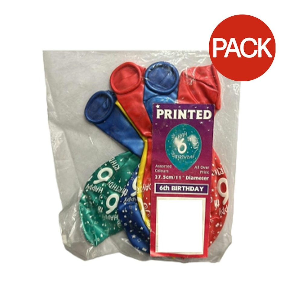image 1 of Amscan Happy Latex 6th Birthday Balloon (Pack of 6) - Multicoloured - One Size