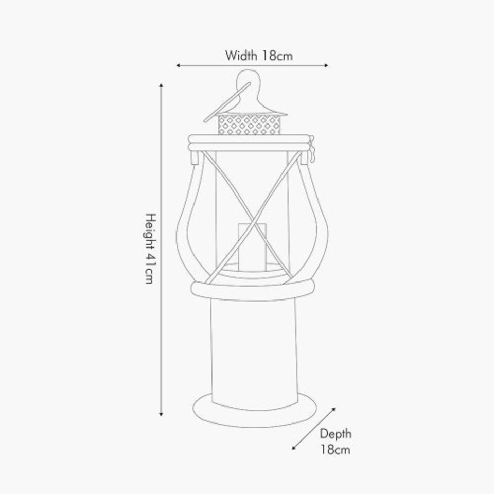 image 1 of Black Wood Lantern Table Lamp Miners Oil Lamp