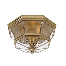 Newbury 3 Light Flush Mount Outdoor Ceiling Light Polished Brass IP44, E14