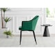 image 4 of Furniturebox 2x Calla Green Velvet Dining Chairs with Black Legs