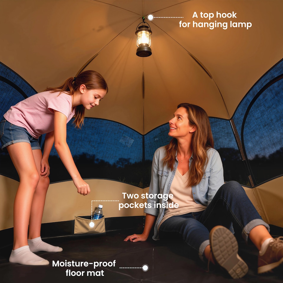 image 1 of Outsunny Double Layer Pop Up Tent with Rainfly, Portable Camping Shelter | Green