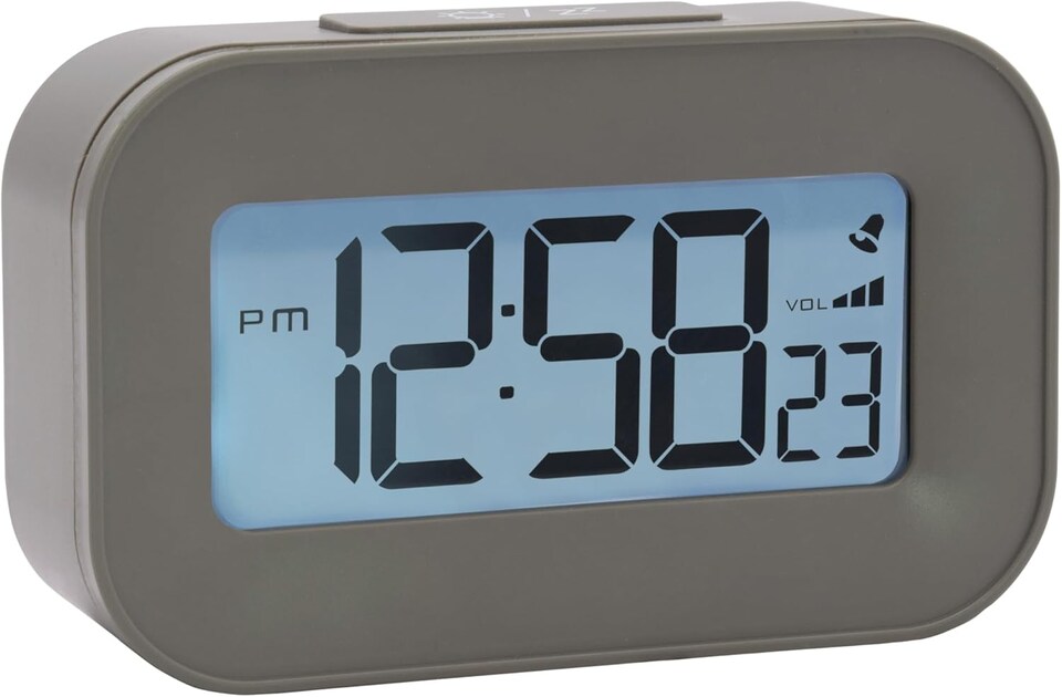image 1 of Acctim Kyle Digital Alarm Clock, LCD Digital Display with White Backlight, Snooze Function, Volume Control | Grey | Jeep Grey