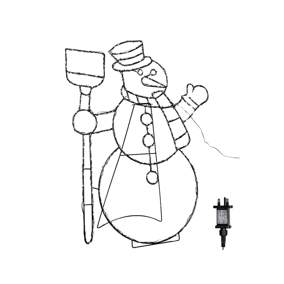 image 1 of 1m x 78cm Light up Standing Christmas Snowman with 390 Multi-Coloured LEDs