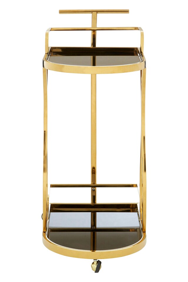 image 1 of Orsina Durable 2 Tier Gold And Wavy Design Trolley, Elegant Design Storage Trolley, Versatile Kitchen Trolley