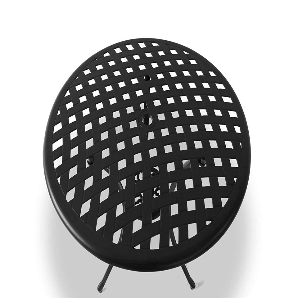 image 1 of Centurion Supports OSHOWA Garden and Patio Table and 4 Large Chairs with Armrests Cast Aluminium Bistro Set - Black
