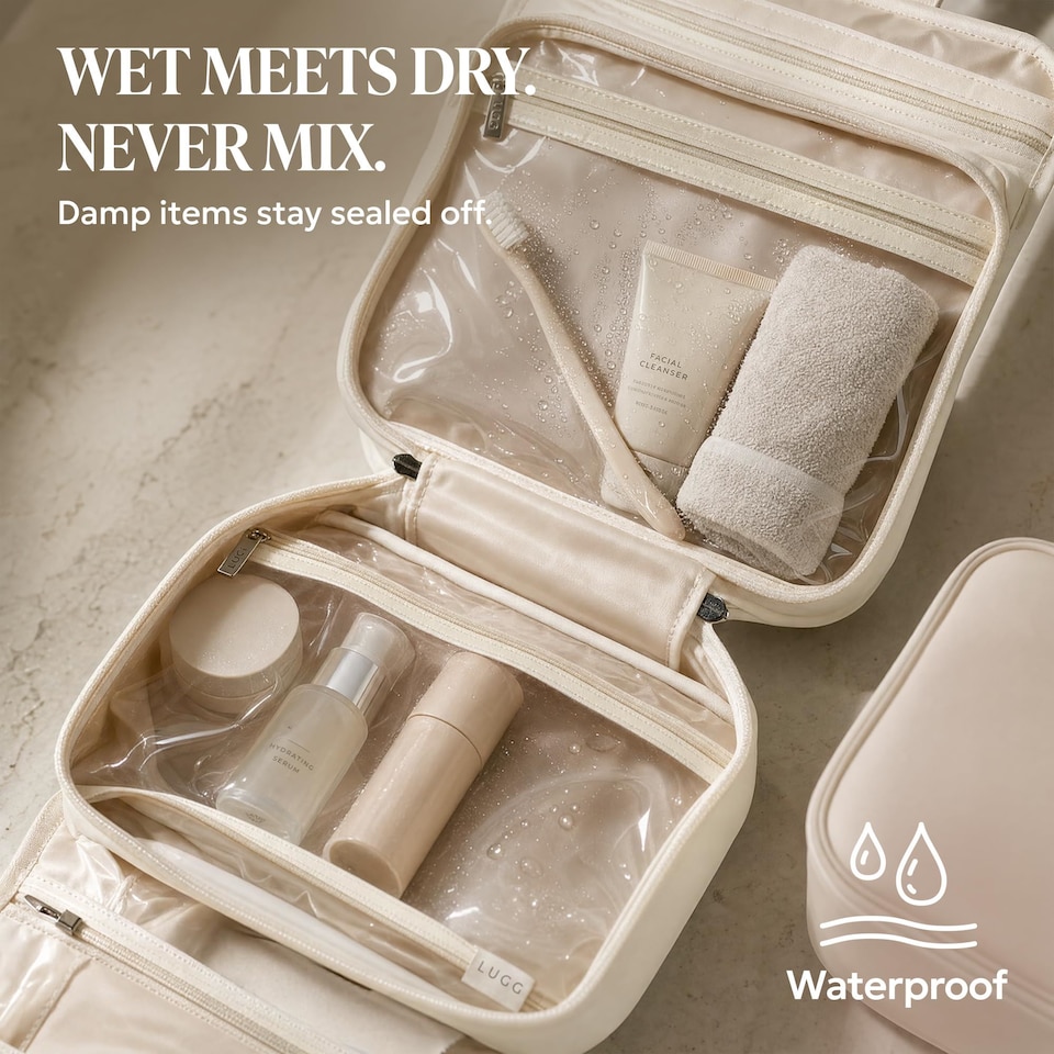 image 1 of Lugg Hanging Toiletry Bag Waterproof Travel Organiser with 360 Swivel Hook