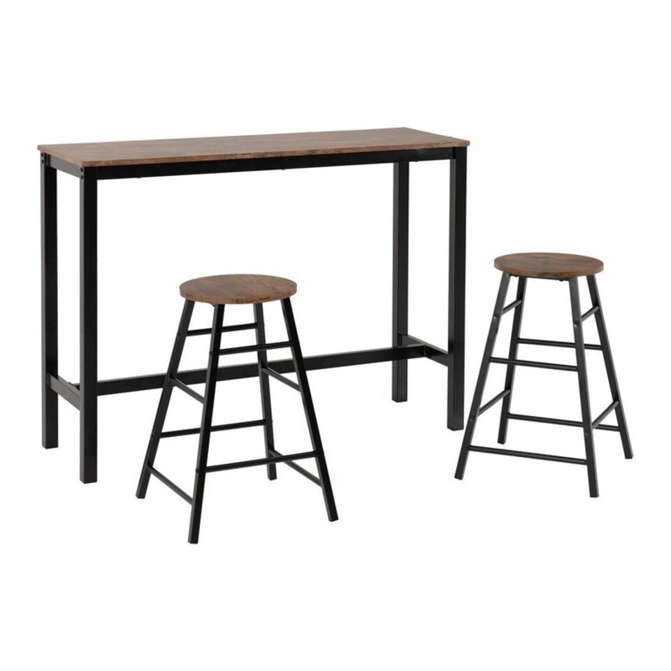 image 1 of Athens Breakfast Bar Set - Acacia Effect/Black Black