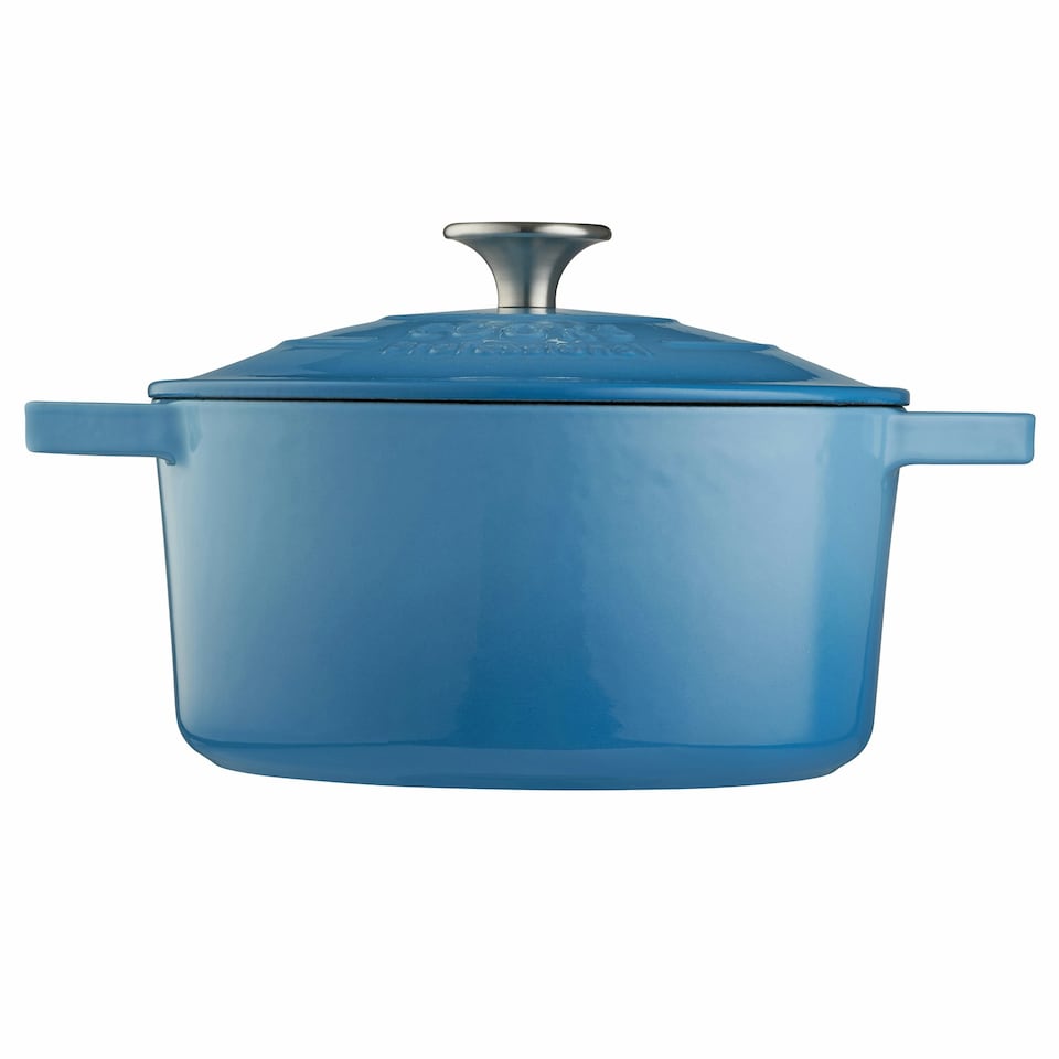 image 1 of Cooks Professional Cast Iron Casserole 20cm | 2.8L Capacity | Enamelled Inside and Out | Graduated Blue