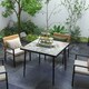 image 2 of Outsunny Outdoor Dining Table for 4 with Marble Tempered Glass Top