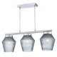image 2 of First Choice Lighting Set of 2 Fraser Smoked Textured Glass 3 Light Pendant Bars Chrome | Clear
