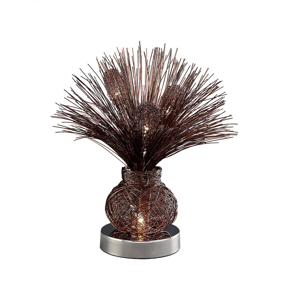 (DH) Lenore Table Lamp 4 Light G4 Brown/Polished Polished Chrome, NOT LED/CFL Compatible
