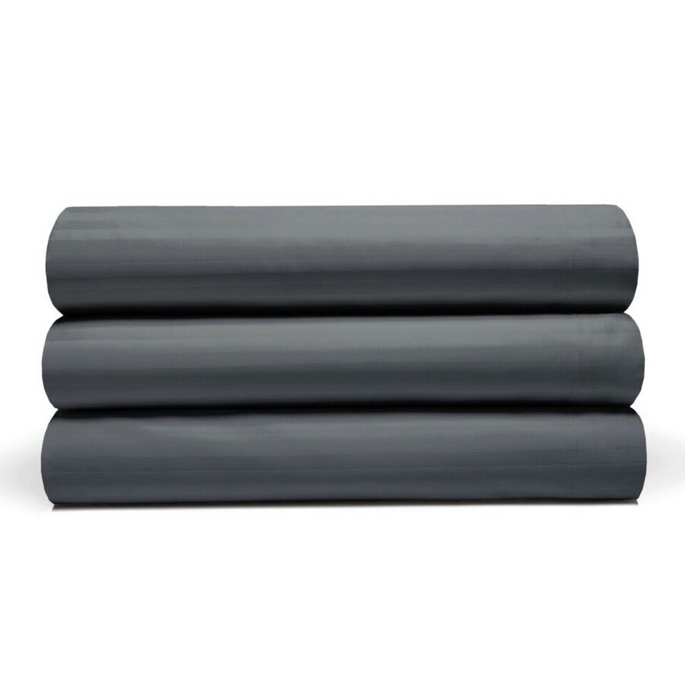 Belledorm Hotel Stripe Flat Sheet - Charcoal - Double