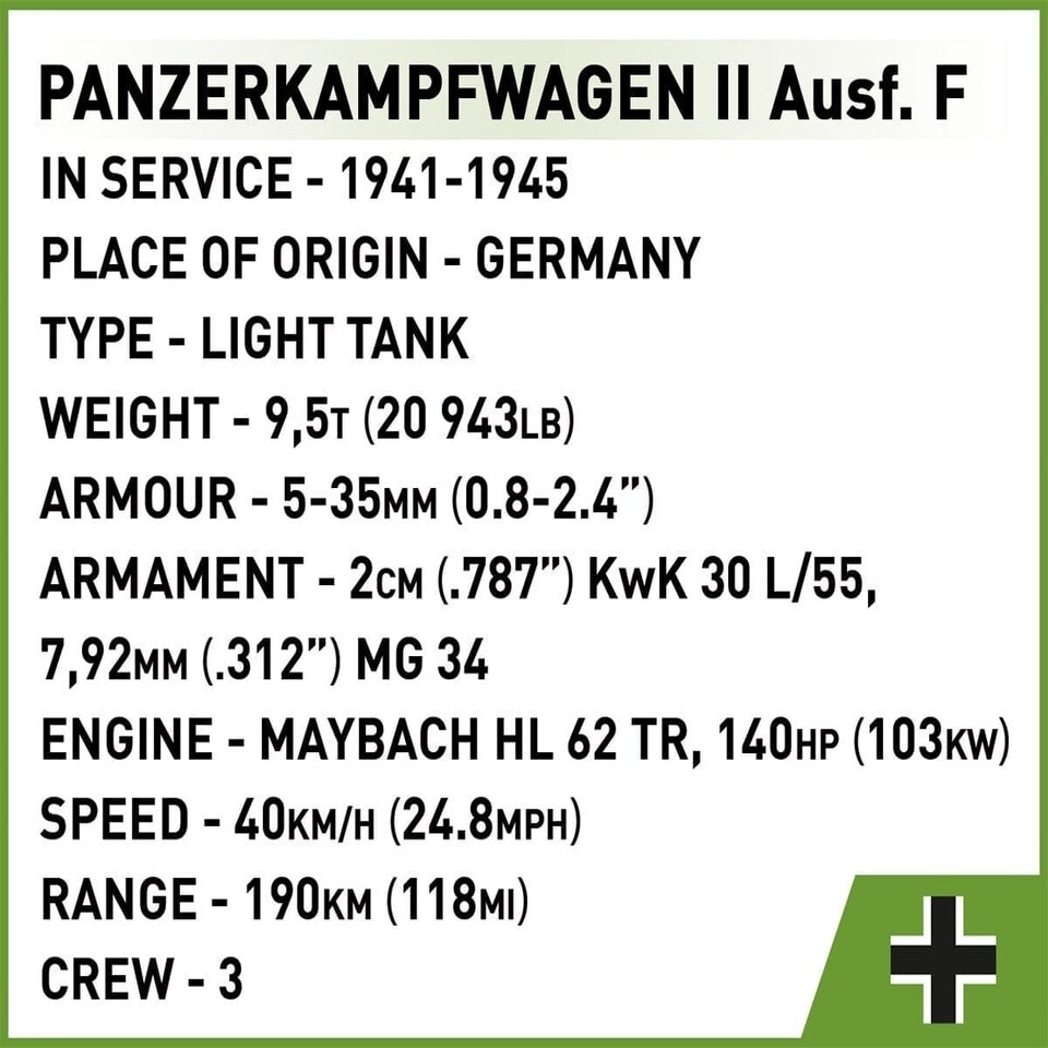 image 1 of Panzerkampfwagen II Ausf. F brick tank model - COBI 2597 - 812 bricks