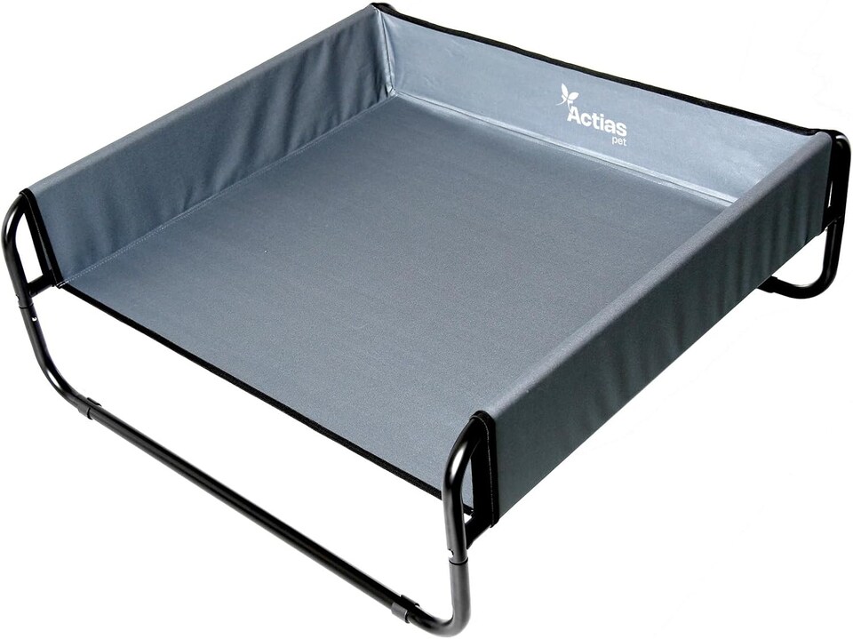 image 1 of Actiaspet Elevated Dog Bed Steel Frame Raised Pet Cot Black or Grey (Grey, Large)
