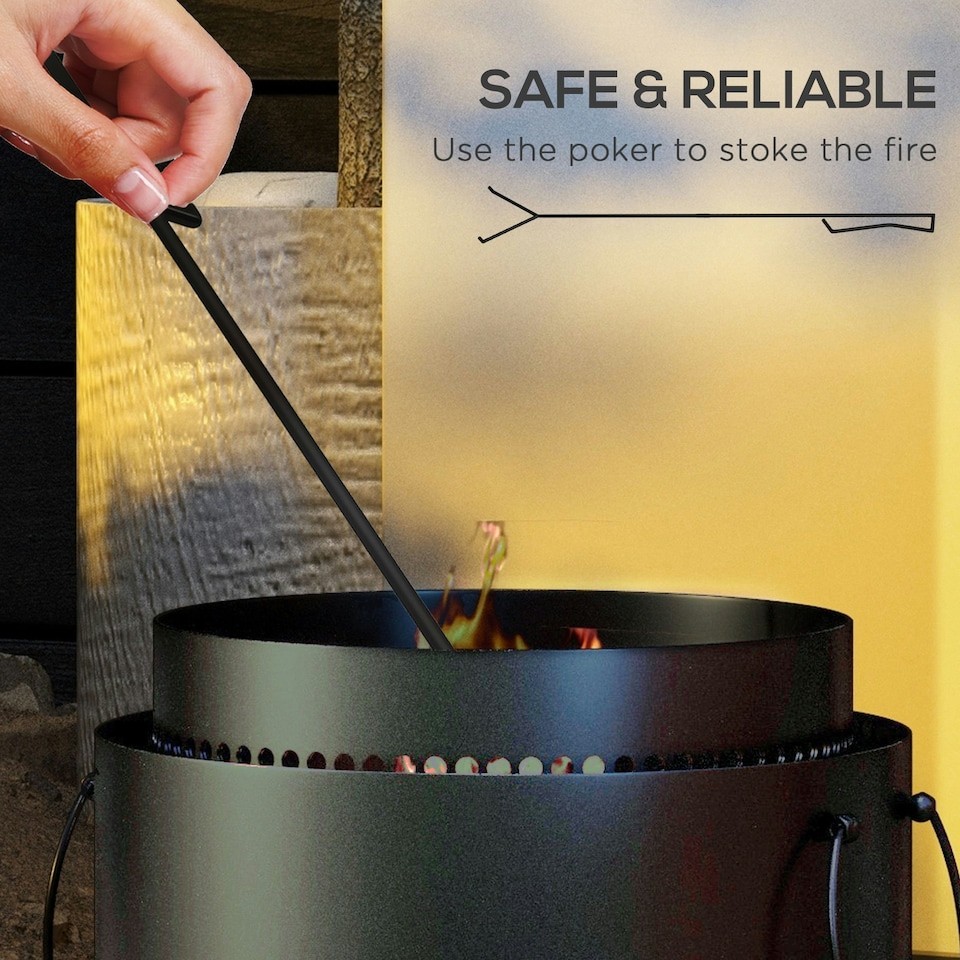 image 1 of Outsunny 37cm Smokeless Wood Burning Firepit Metal Fire Pit, Black