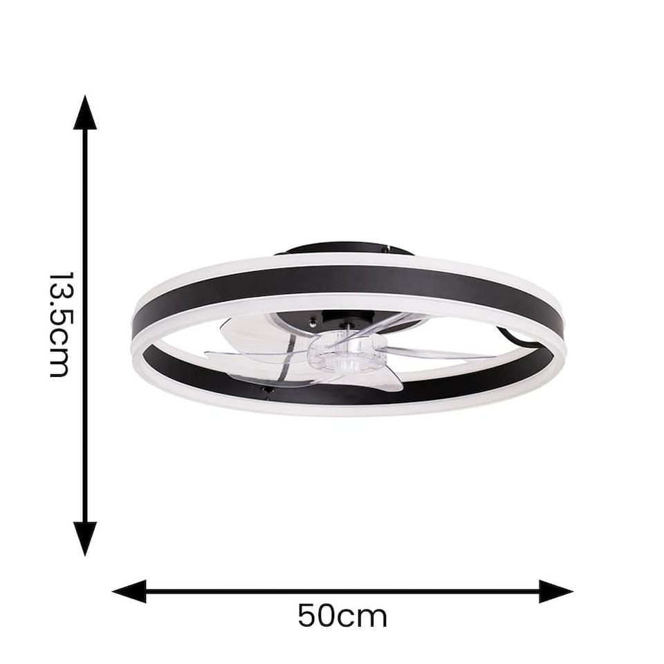 image 1 of ValueLights Infinity Black Circle Integrated LED Ceiling Fan & Remote