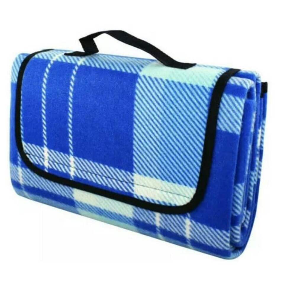 image 1 of Marco Paul Blue Chequered Picnic Blanket Blue
