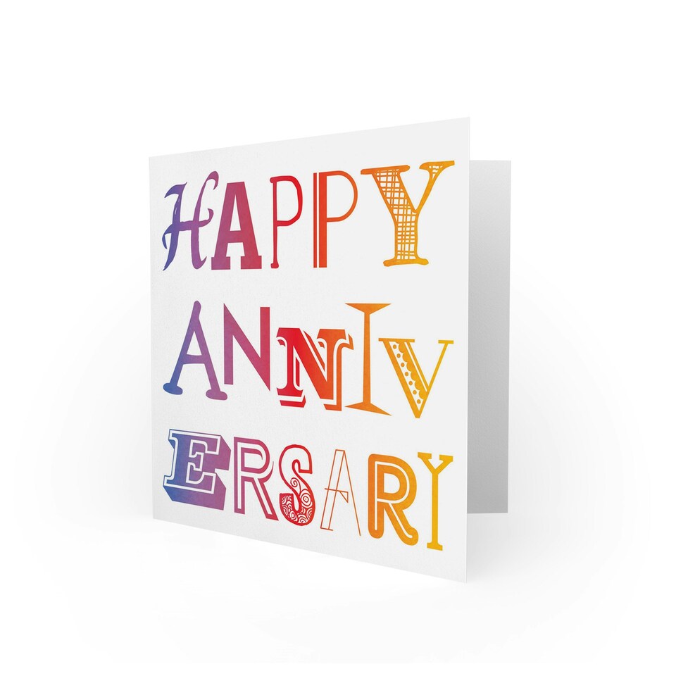 image 1 of Colourful Gradient Modern Typography Anniversary Card