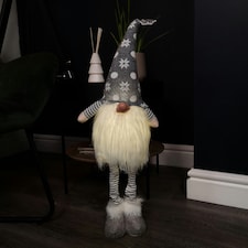 66cm Battery Lit Christmas Standing Gonk Decoration in Grey