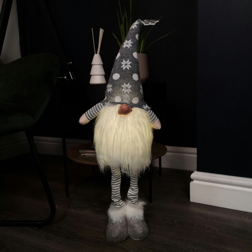 image 1 of 66cm Battery Lit Christmas Standing Gonk Decoration in Grey