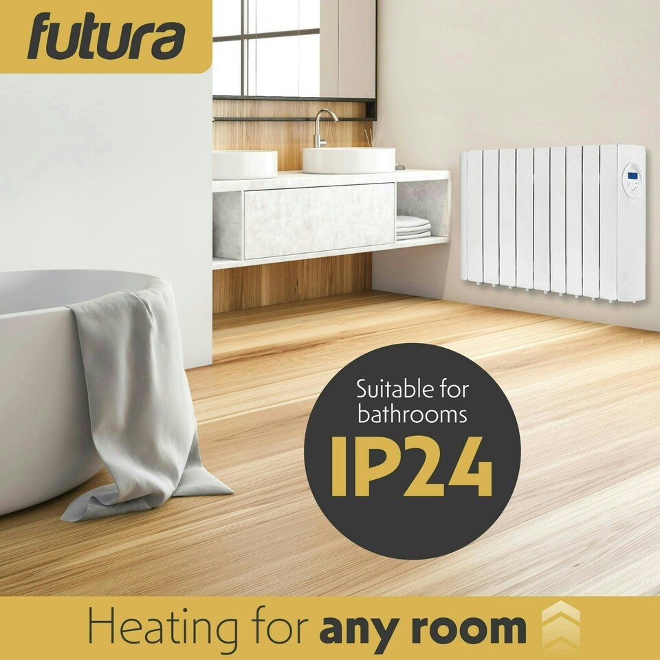 image 1 of Futura 1800W Electric Oil Filled Wall Radiator White
