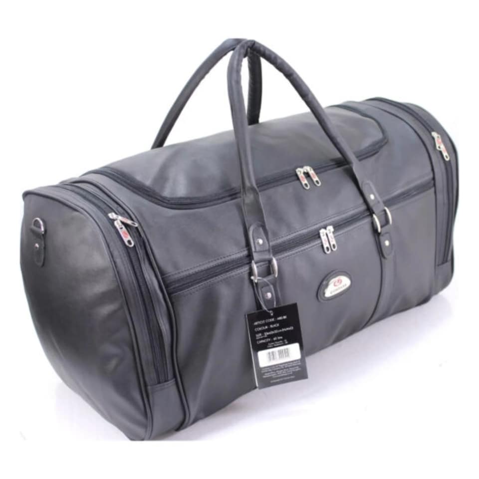 image 1 of 24" Large Faux Leather Holdall Luggage Stylish Weekend Duffel Cabin Travel Gym Bag - 65L