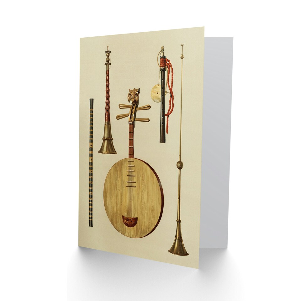 image 1 of William Gibb Art Card Traditional Japanese Musical Instruments