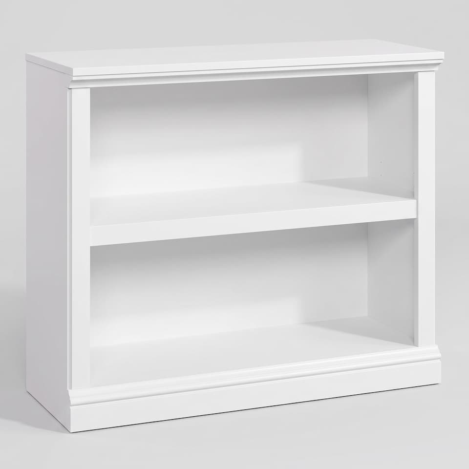 image 1 of London Boutique 2 Tier Adjustable Bookshelf Freestanding Wooden Bookcase Storage Cabinet (W)90cm (D)34cm (H)76cm, White