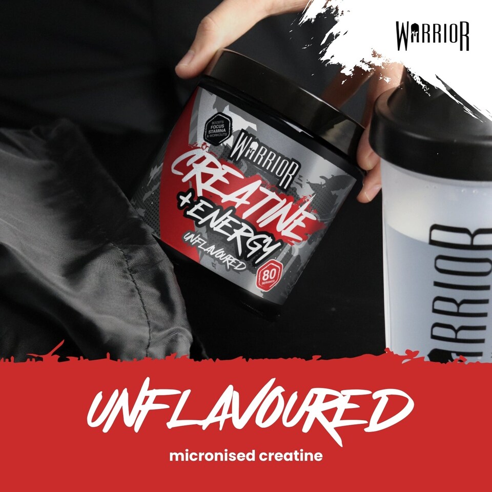 image 1 of Warrior Creatine + Energy – 3g Creatine, 80mg Caffeine & B-Vitamins for Strength, Focus & Stamina – Mixed Berry, 360g (112 Servings)