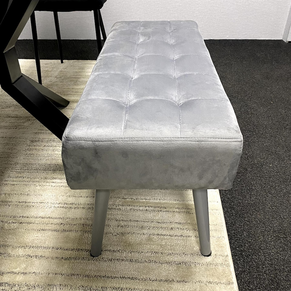 image 1 of Dining Set Of 6 Dining Table Set with 4 black Velvet Chairs And 1 Grey Bench Dining Room Furniture