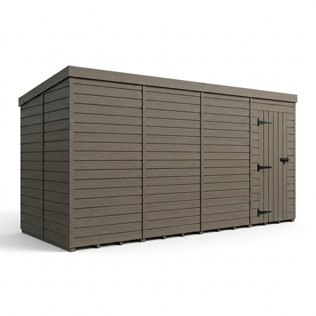 6ft x 9ft Composite Pent Garden Shed Single Door No Windows - Composite - L183 x W274 x H210 cm - Grey