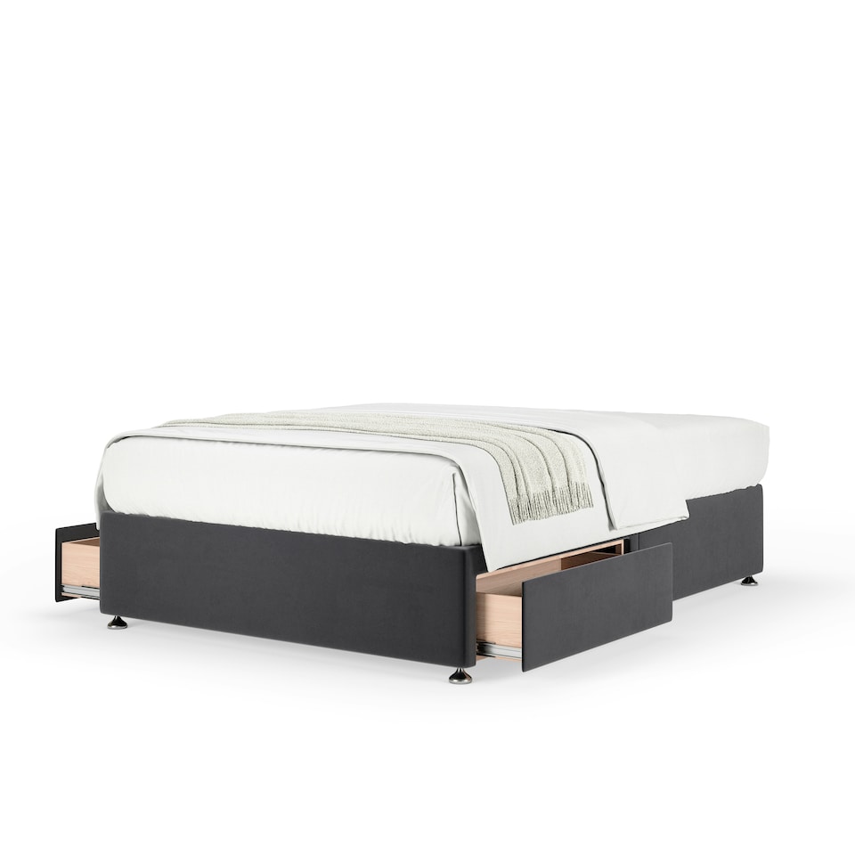 image 1 of Signature Platinum 2000 Pocket Sprung Graphite Plush Velvet 2 Drawer Divan Set Small Single