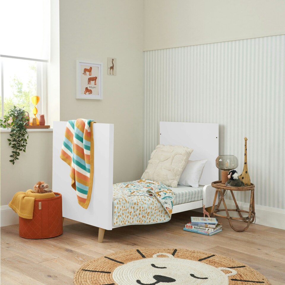 image 1 of Tutti Bambini Fika Mini Cot Bed - White/Light Oak