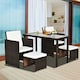 image 2 of Outsunny 5 Pieces Rattan Garden Furniture Sofa Set with Table Chair Foot