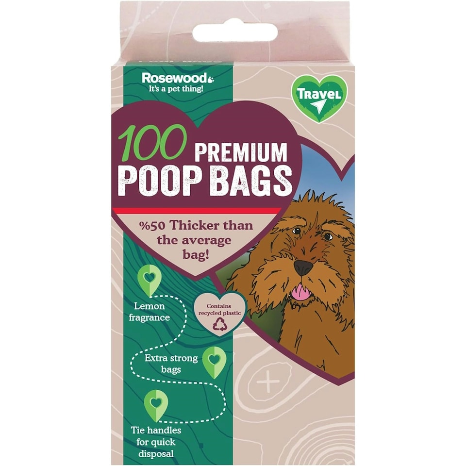 image 1 of Rosewood 100 Premium Scented Waste Poop Bags Black
