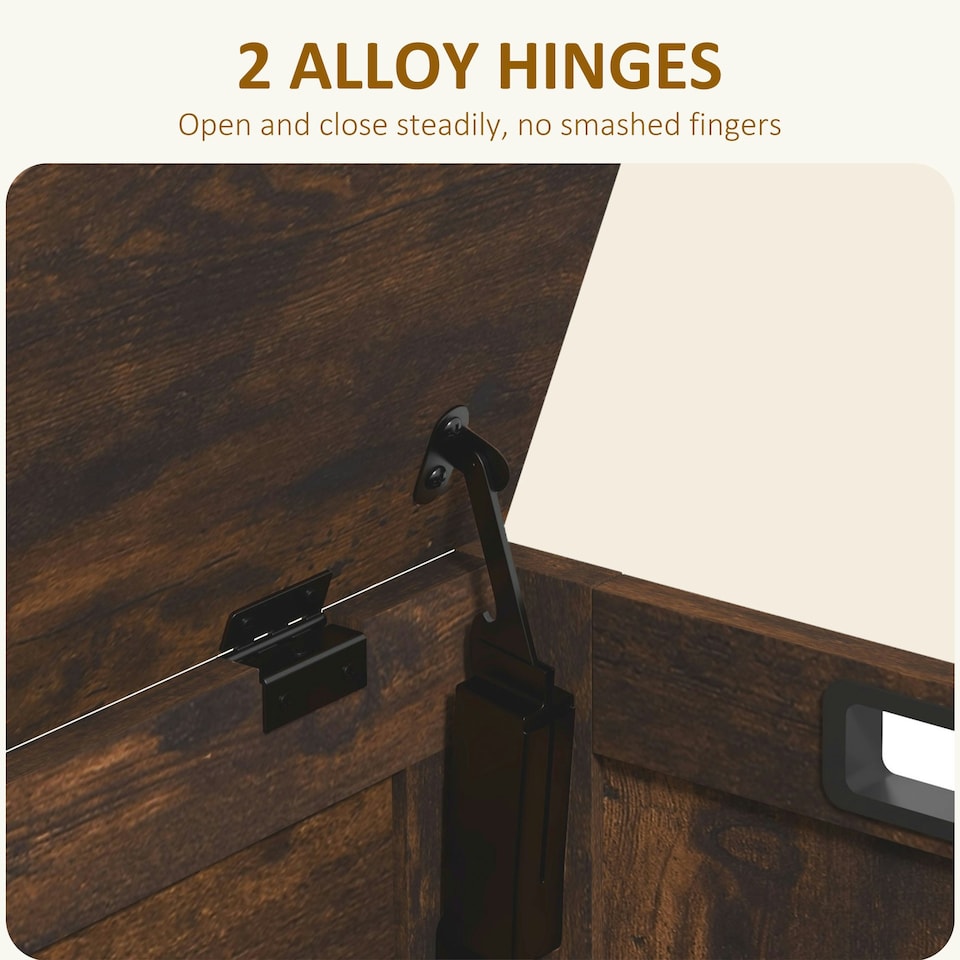 image 1 of HOMCOM Storage Chest with 2 Safety Hinges, Storage Bench, Rustic Brown Brown