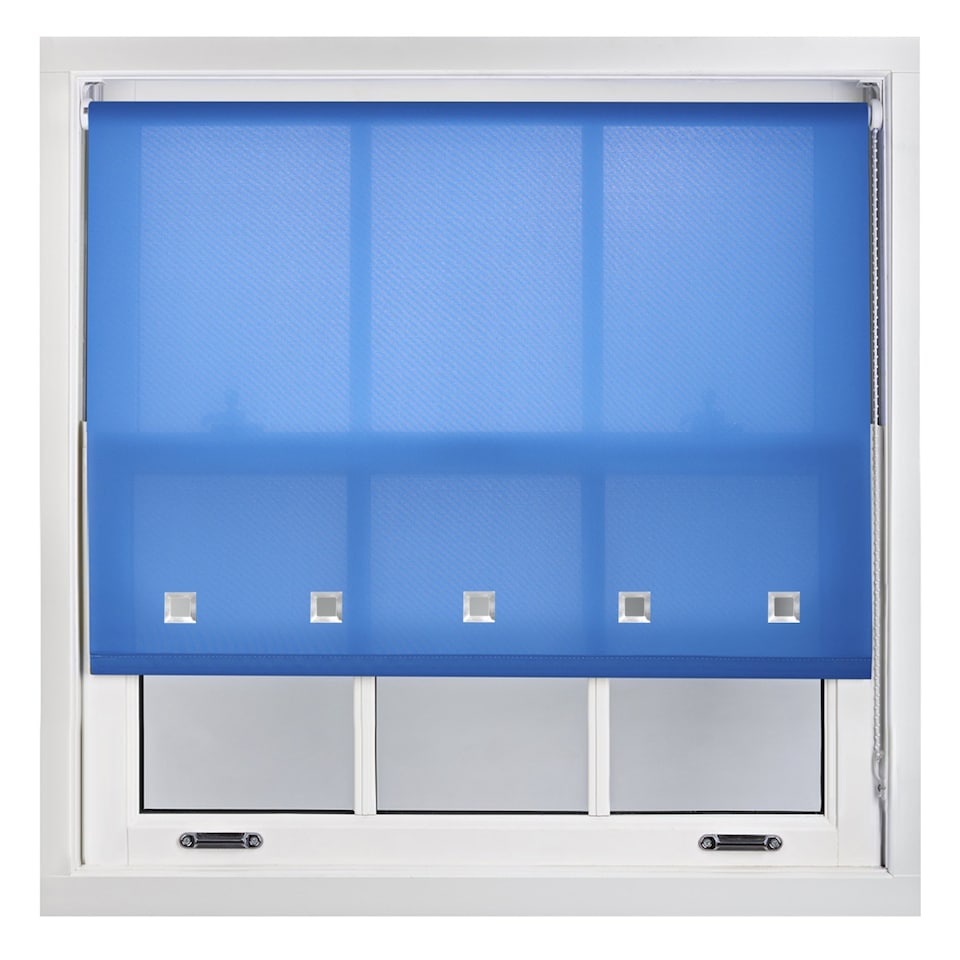 image 1 of FURNISHED Roller Blinds Daylight Square Eyelet Light Filtering Easy Fit Trimmable Window Shade | Blue | Blue