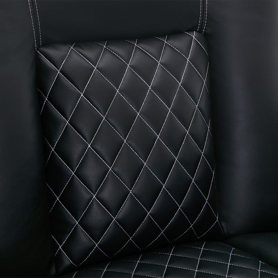 image 1 of Broadway 2 Seater Cinema Electric Recliner Chair USB LED Base w Tray (Black w White stitching)