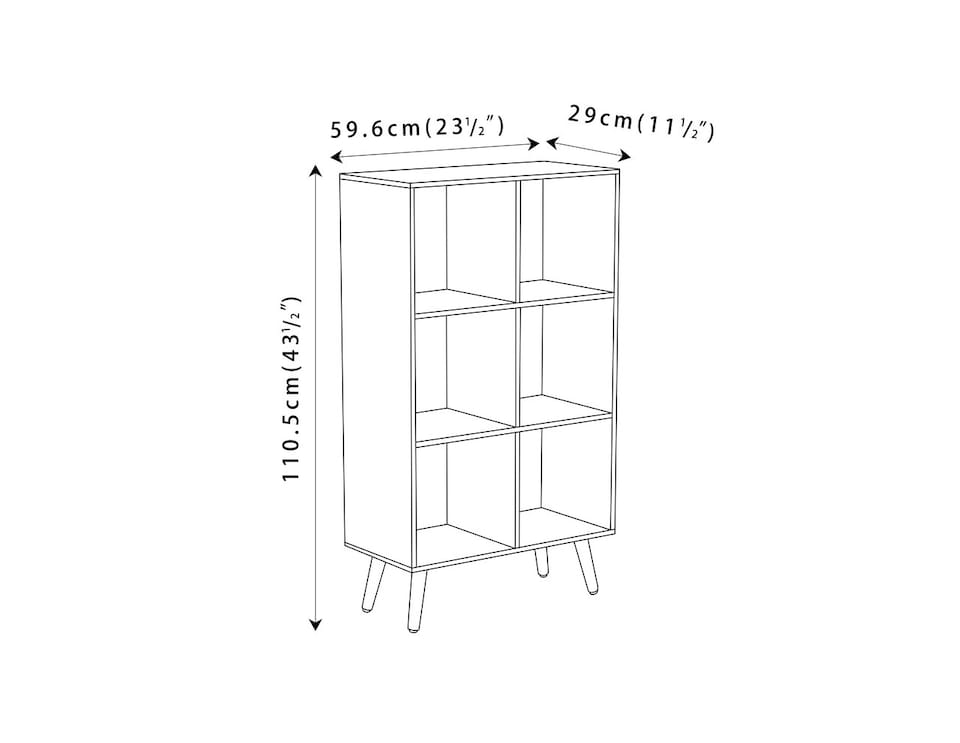 image 1 of 6-Cube Shelving Unit With Legs | Brown | Oak & Black | 1