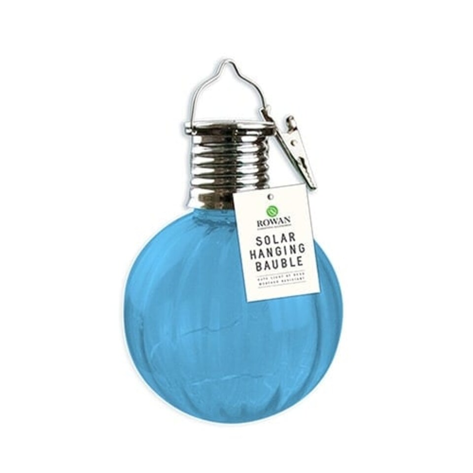 Iridescent Blue Solar Powered Hanging Bauble Light