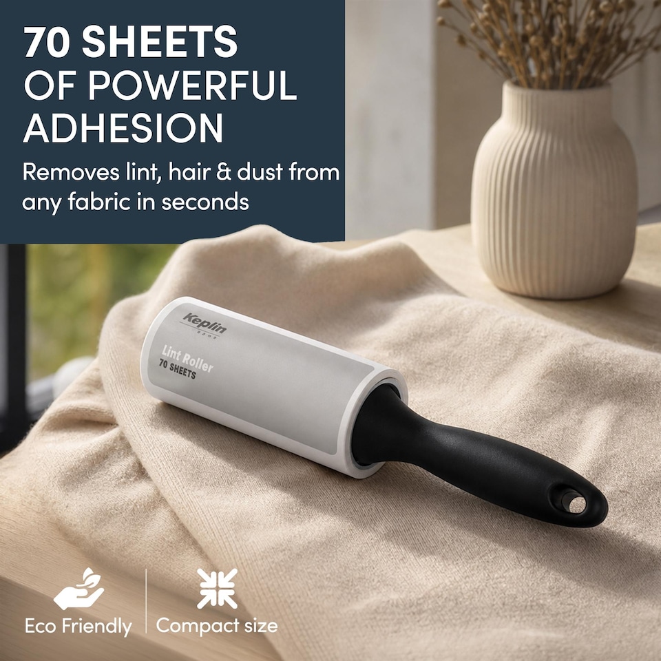image 1 of Keplin Lint Roller with Sticky Replacement Heads for Pet Hair Fluff and Dust