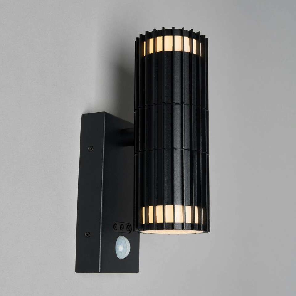 image 1 of BHS Zeb Outdoor Up and Down Wall Light with PIR Sensor, Black