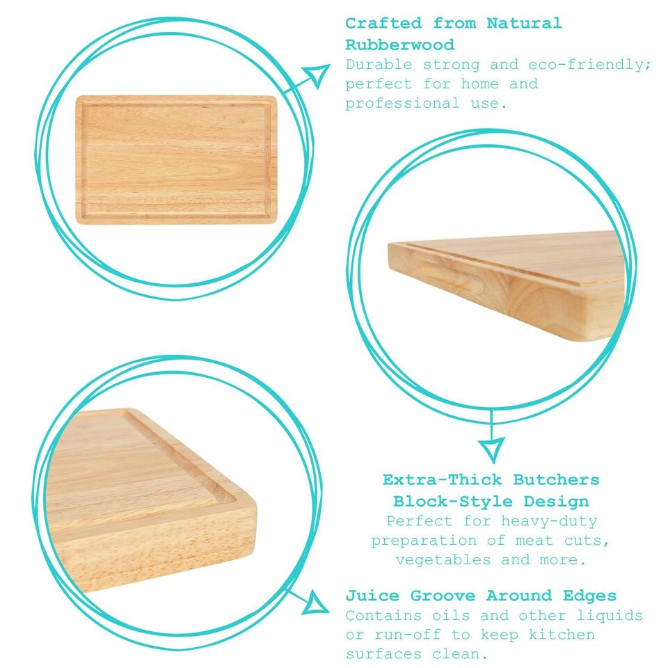 image 1 of Argon Tableware Wooden Butchers Block Chopping Board - 30cm x 20cm Brown