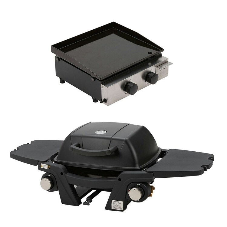 Living And Home Portable Gas Grill Propane Grill With Side Tables - 101Cm W X 46.5Cm D X 32.5Cm H