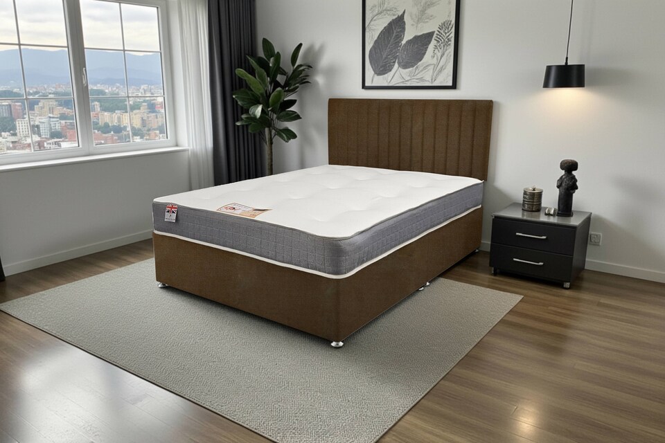 Emily Naples Divan Bed, 0 Drawers + Sprung Memory Mattress & Headboard
