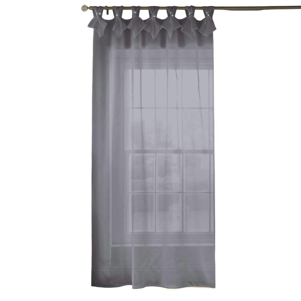 image 1 of Tiara Dolly Voile Tab Top Curtain Panel - Silver - 145cm x 229cm